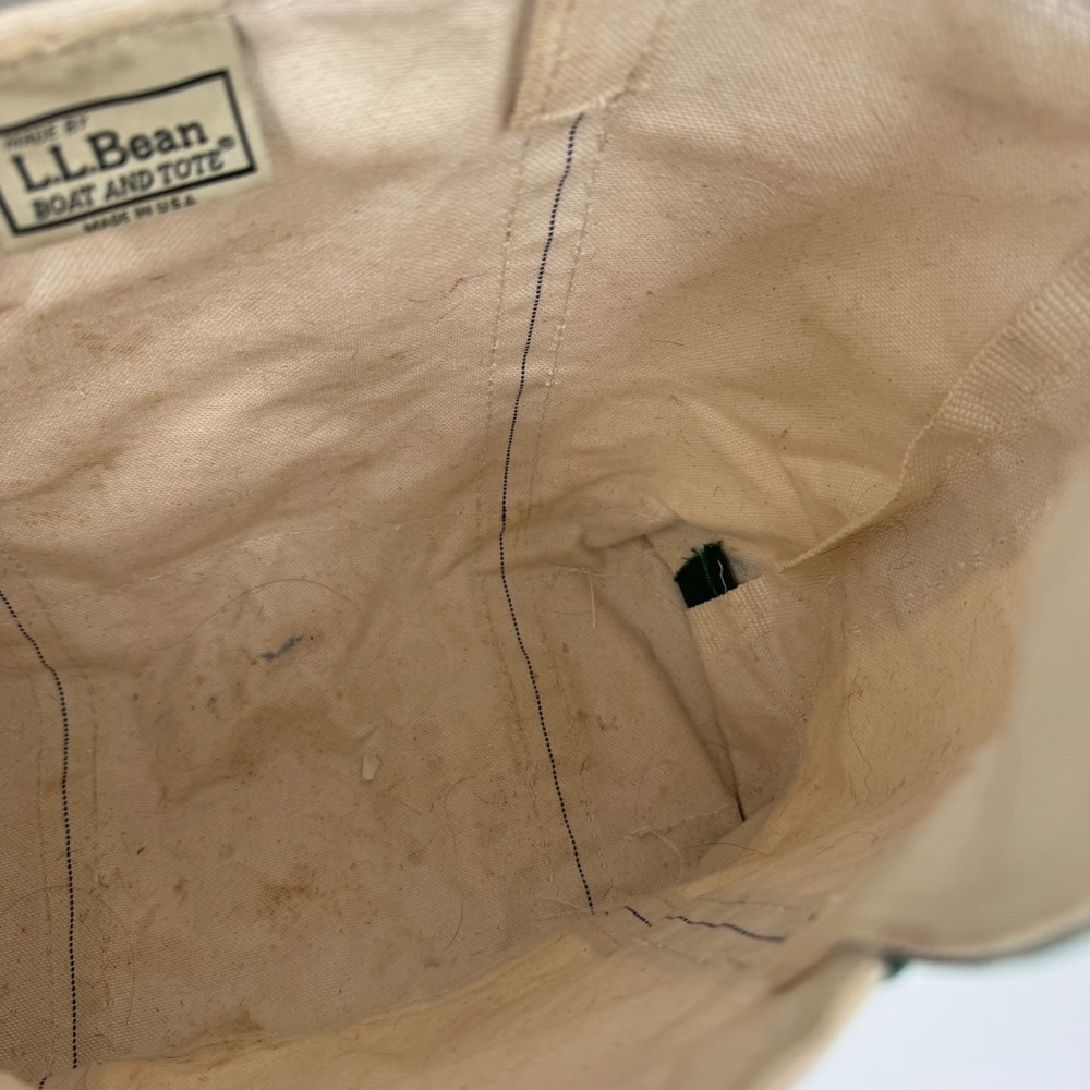 L.L. Bean Boat and Tote Bag Unisex Medium Green Canvas USA Vintage Distressed - Picture 10 of 12